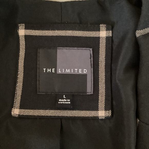 The Limited Womens Black/Khaki Plaid Large Blazer 3/4 Sleeve Preppy Career Lined - Picture 2 of 6